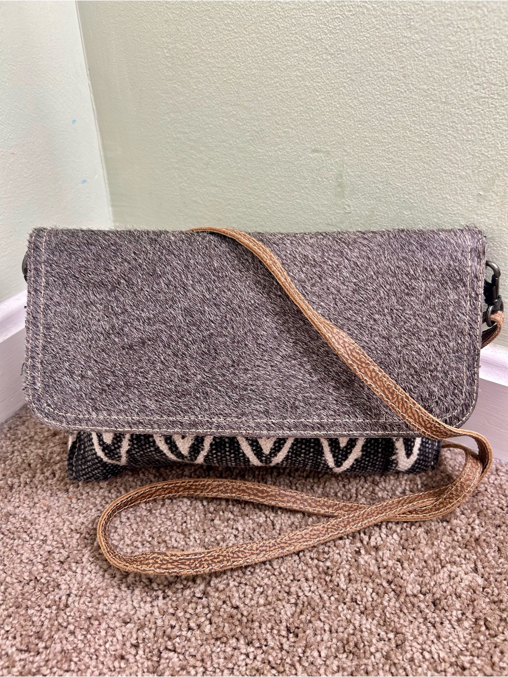 Myra Cotton and Leather Crossbody Bag